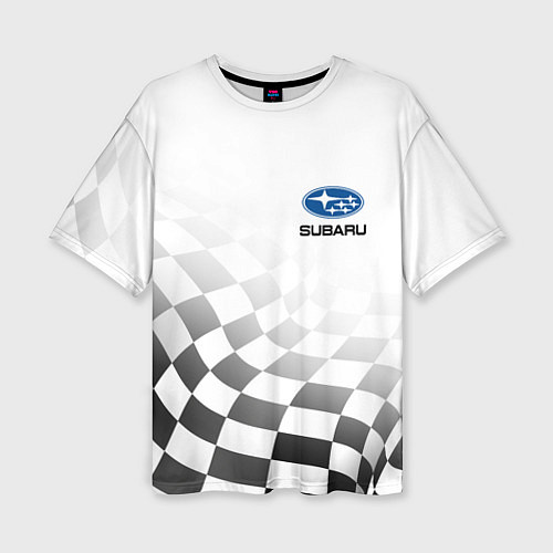 Женская футболка оверсайз Subaru, Субару Спорт, Финишный флаг / 3D-принт – фото 1
