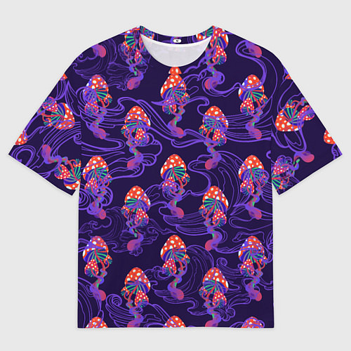 Женская футболка оверсайз Грибы психоделика / 3D-принт – фото 1