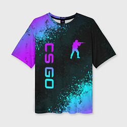 Футболка оверсайз женская CS GO NEON SYMBOL STYLE SKIN КС ГО НЕОН, цвет: 3D-принт