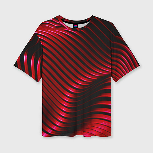 Женская футболка оверсайз Волны красного металла / 3D-принт – фото 1