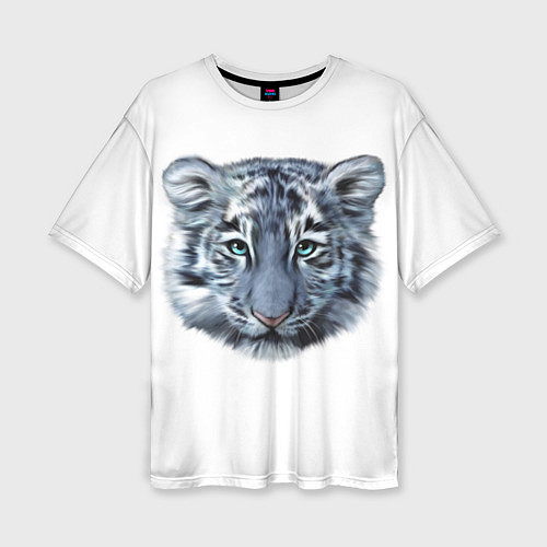 Женская футболка оверсайз Взгляд белого тигра / 3D-принт – фото 1