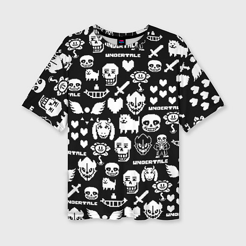 Женская футболка оверсайз UNDERTALE PATTERN БЕЛЫЙ / 3D-принт – фото 1