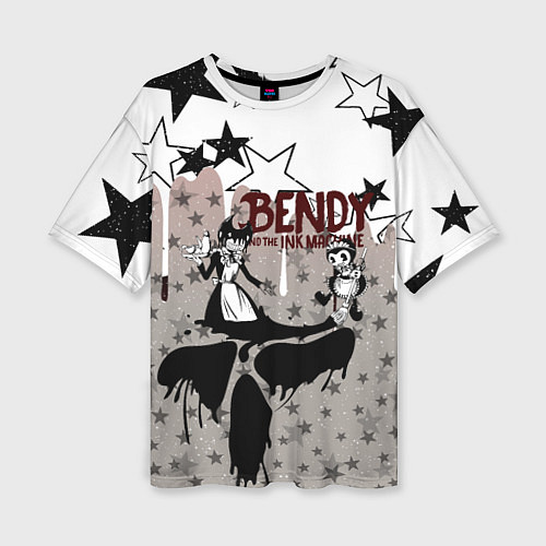 Женская футболка оверсайз Бенди и чернильная машина звезды / 3D-принт – фото 1