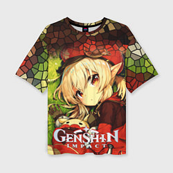 Женская футболка оверсайз Кли - искорка из Genshin Impact