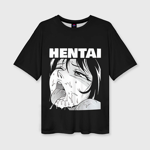 Женская футболка оверсайз HENTAI девочка ahegao / 3D-принт – фото 1