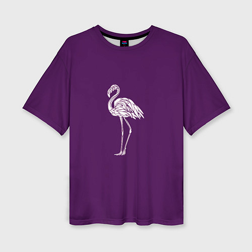Женская футболка оверсайз Фламинго в сиреневом / 3D-принт – фото 1