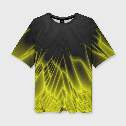 Женская футболка оверсайз Коллекция Rays Лучи Желтый и черный Абстракция 662 / 3D-принт – фото 1