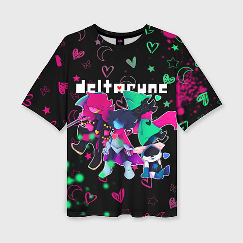 Женская футболка оверсайз ГЕРОИ ИГРЫ DELTARUNE NEON / 3D-принт – фото 1