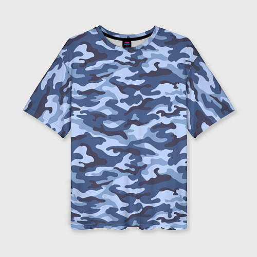 Женская футболка оверсайз Синий Камуфляж Camouflage / 3D-принт – фото 1