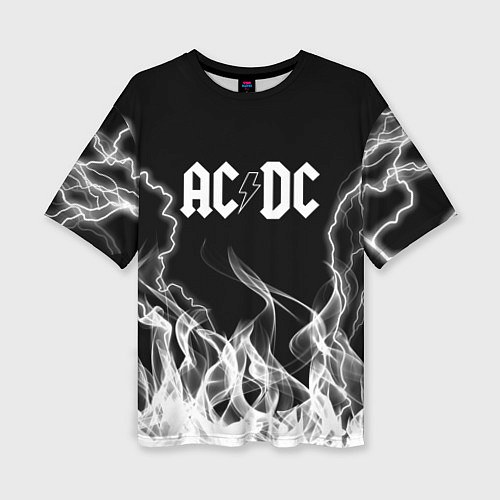 Женская футболка оверсайз ACDC Fire / 3D-принт – фото 1