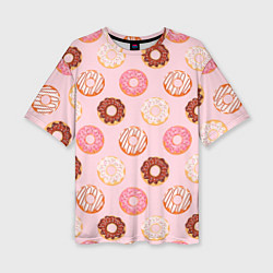 Женская футболка оверсайз Pink donuts