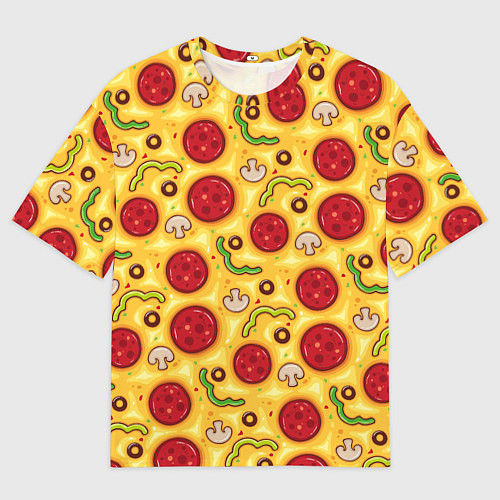 Женская футболка оверсайз Pizza salami / 3D-принт – фото 1