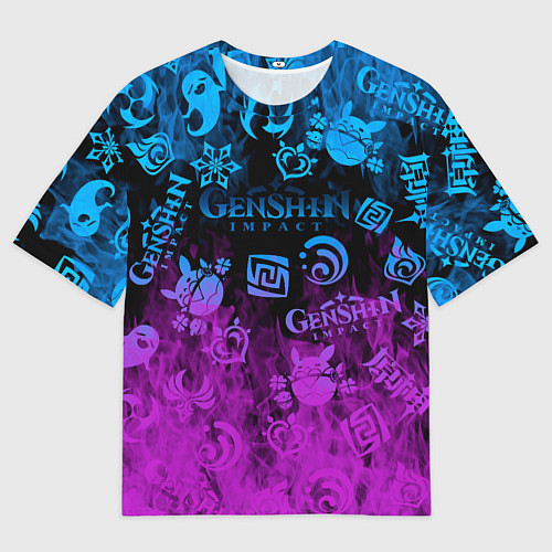 Женская футболка оверсайз Genshin Impact - Огонь / 3D-принт – фото 1
