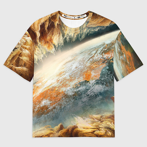 Женская футболка оверсайз Песчаный Космос / 3D-принт – фото 1