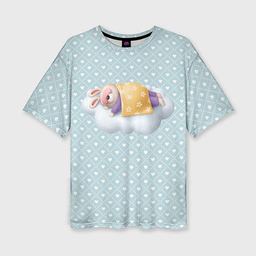 Женская футболка оверсайз Спящий кролик / 3D-принт – фото 1