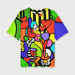 Футболка оверсайз женская Romero Britto - love you, цвет: 3D-принт