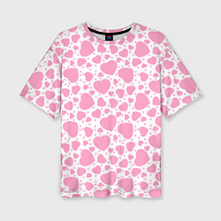 Женская футболка оверсайз Розовые Сердечки LOVE