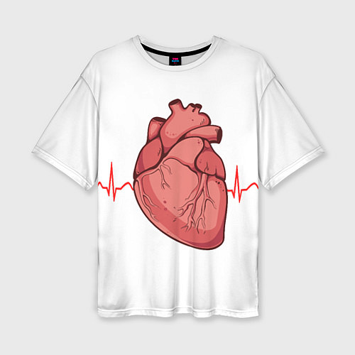 Женская футболка оверсайз Анатомия сердца / 3D-принт – фото 1