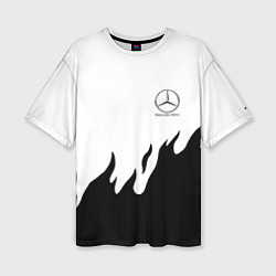 Женская футболка оверсайз Mercedes-Benz нарисованный огонь