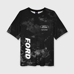 Женская футболка оверсайз Ford, Форд, Серый фон