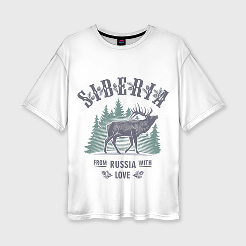 Женская футболка оверсайз SIBERIA из России с Любовью / 3D-принт – фото 1