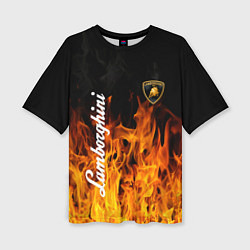 Женская футболка оверсайз Lamborghini пламя огня