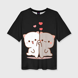 Женская футболка оверсайз Кошачья любовь навсегда Kitty love forever