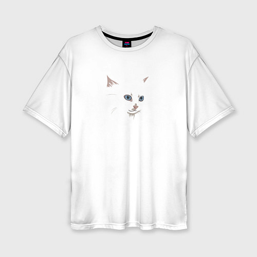 Женская футболка оверсайз Белый незаметный кот / 3D-принт – фото 1