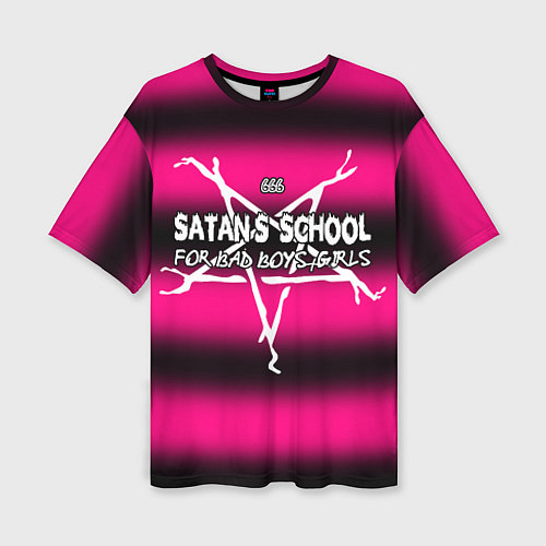 Женская футболка оверсайз Satan school for bad boys and girls pink / 3D-принт – фото 1