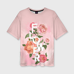 Женская футболка оверсайз Pink Flower