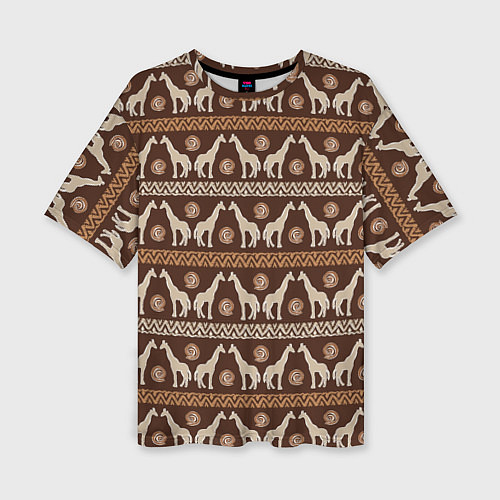 Женская футболка оверсайз Жирафы Африка паттерн / 3D-принт – фото 1