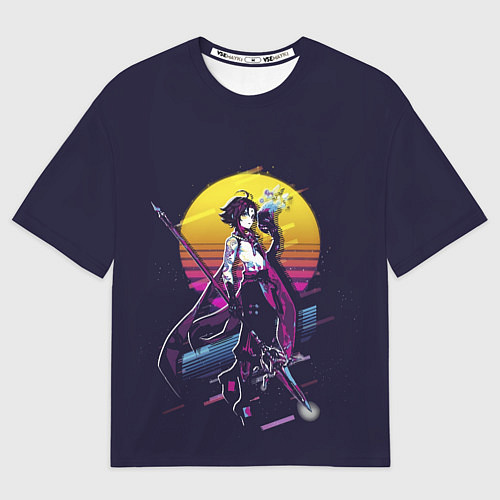 Женская футболка оверсайз Xiao Genshin Impact Сяо в ретро стиле / 3D-принт – фото 1