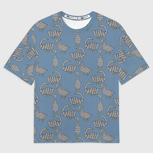 Женская футболка оверсайз Графические гуси паттерн / 3D-принт – фото 1