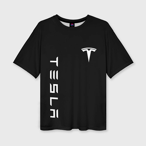 Женская футболка оверсайз Tesla Тесла логотип и надпись / 3D-принт – фото 1