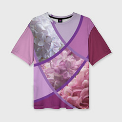 Женская футболка оверсайз Весна Полосатый принт Сирень