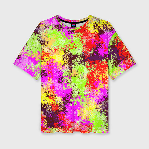 Женская футболка оверсайз Пиксельный камуфляж Диско / 3D-принт – фото 1