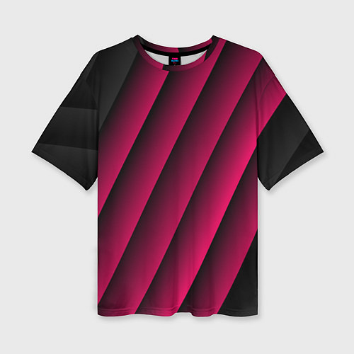 Женская футболка оверсайз Red Stripe 3D Красные полосы / 3D-принт – фото 1