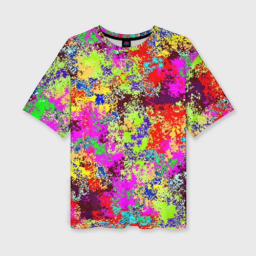 Женская футболка оверсайз Пиксельный камуфляж Токсик / 3D-принт – фото 1