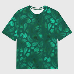 Футболка оверсайз женская Яркие зеленые листья, цвет: 3D-принт