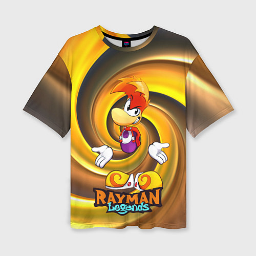 Женская футболка оверсайз Rayman Legends на фоне желтой спирали / 3D-принт – фото 1