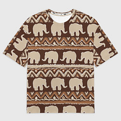 Футболка оверсайз женская Слоны паттерн, цвет: 3D-принт