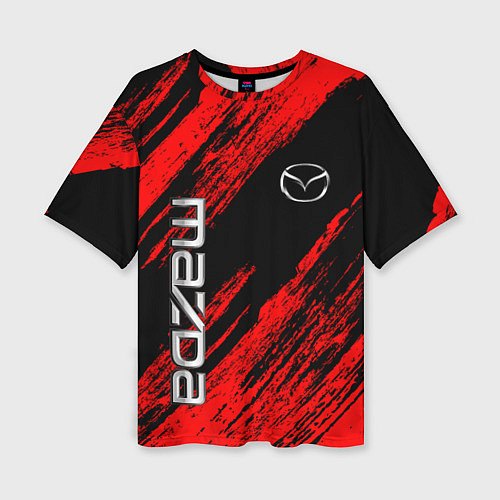 Женская футболка оверсайз Mazda Мазда красно черный / 3D-принт – фото 1
