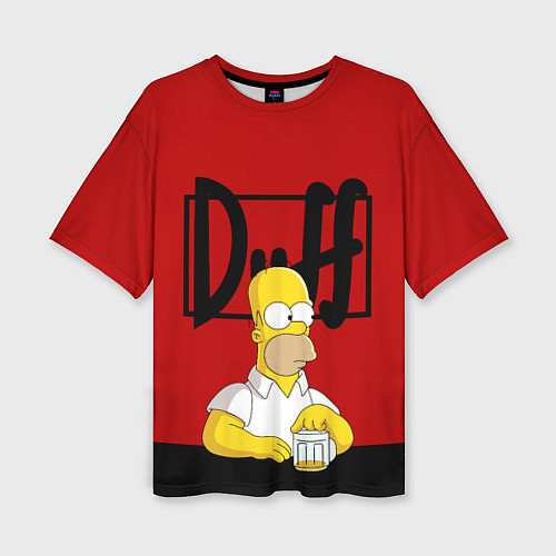 Женская футболка оверсайз Гомер и пиво Симпсоны Simpsons / 3D-принт – фото 1