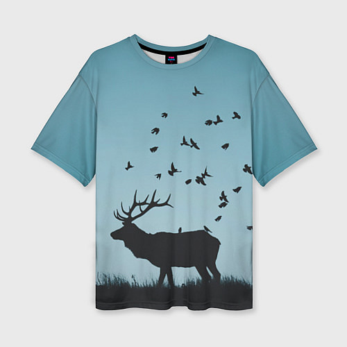 Женская футболка оверсайз Северный Олень Reindeer / 3D-принт – фото 1