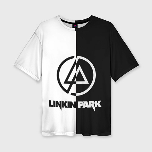 Женская футболка оверсайз Linkin Park ЧБ / 3D-принт – фото 1