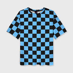 Женская футболка оверсайз Шахматная доска Синяя