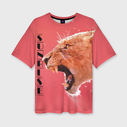 Женская футболка оверсайз Leopard sunrise