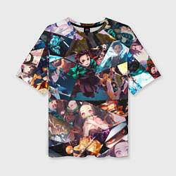 Футболка оверсайз женская Kimetsu no aiba Все персонажи, цвет: 3D-принт