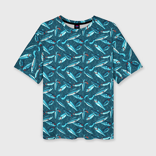 Женская футболка оверсайз Воблеры рыбки / 3D-принт – фото 1