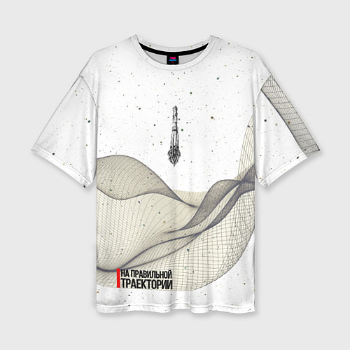 Женская футболка оверсайз РОСКОСМОС на белом / 3D-принт – фото 1